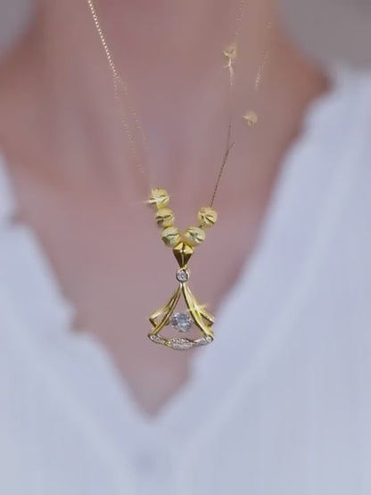 Gold plated fan necklace